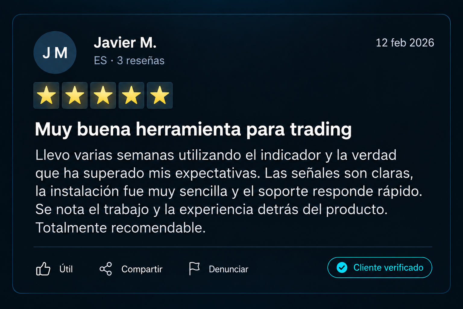 Captura de una reseña real de un cliente