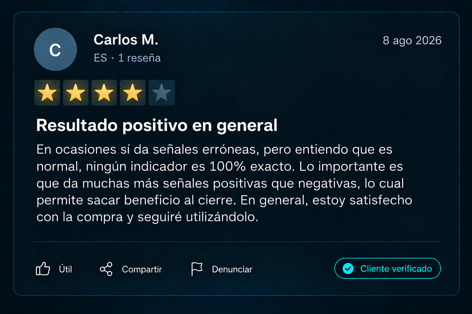 Captura de una reseña real de un cliente