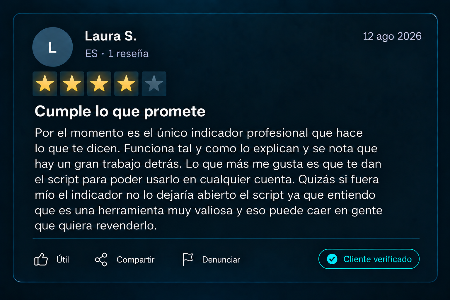 Captura de una reseña real de un cliente