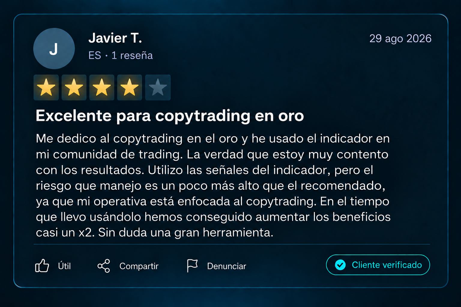 Captura de una reseña real de un cliente