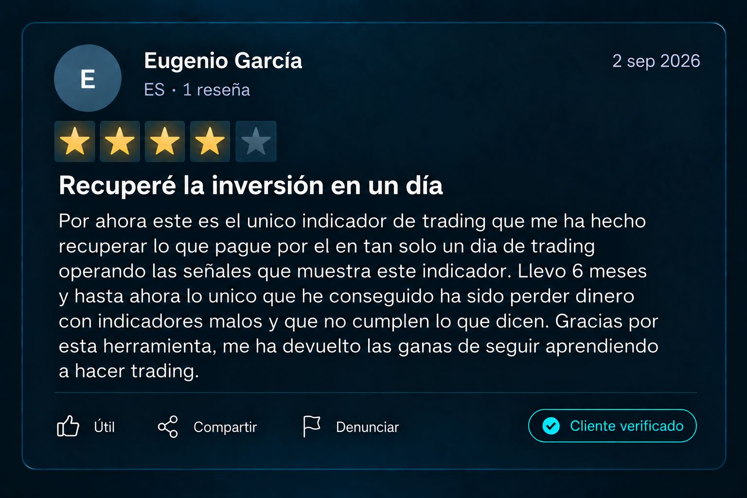 Captura de una reseña real de un cliente