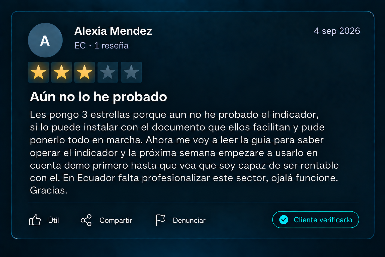 Captura de una reseña real de un cliente