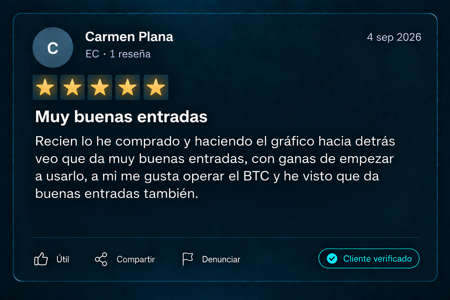 Captura de una reseña real de un cliente
