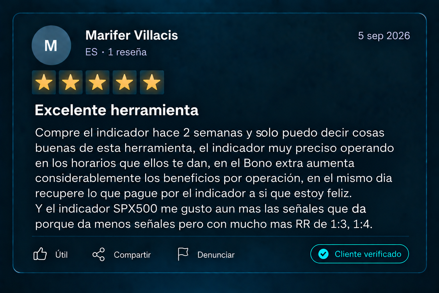 Captura de una reseña real de un cliente