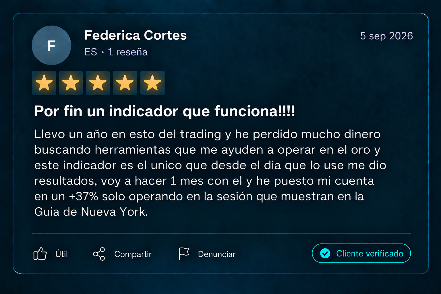 Captura de una reseña real de un cliente