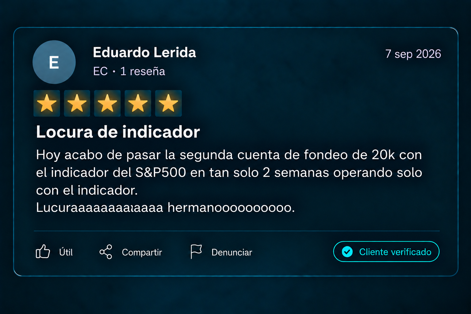 Captura de una reseña real de un cliente